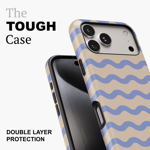 Blue & Beige Wavy Striped Phone Case - Coastal Drift