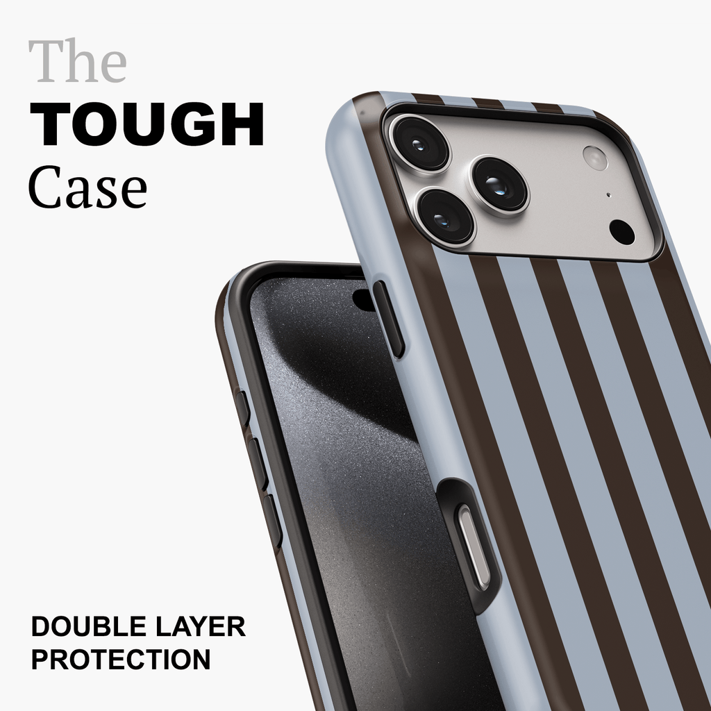 Blue & Brown Striped Phone Case - Mocha Muse