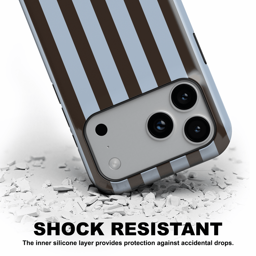 Blue & Brown Striped Phone Case - Mocha Muse