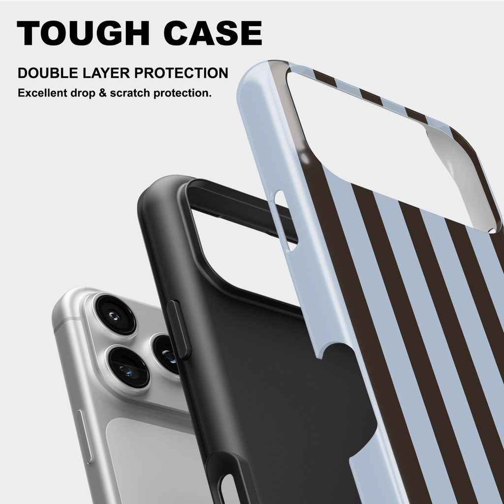 Blue & Brown Striped Phone Case - Mocha Muse