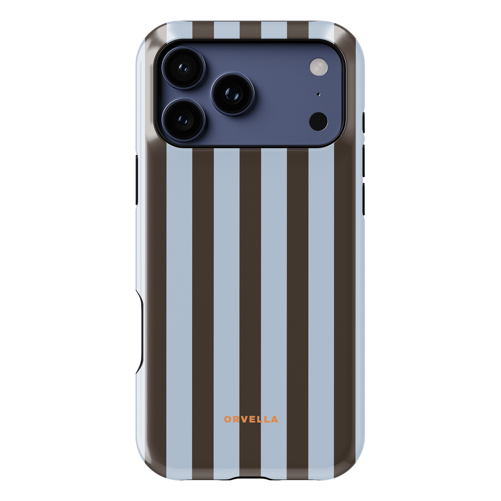 Blue & Brown Striped Phone Case - Mocha Muse
