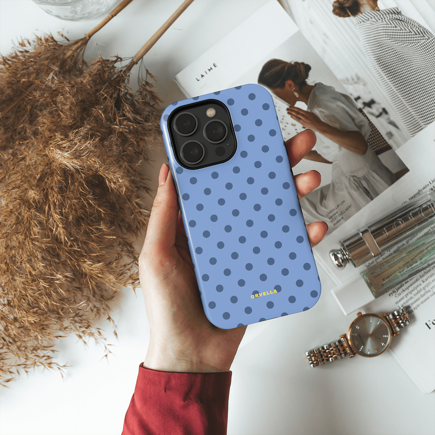 Blue Polka Dot Phone Case - Denim Dots