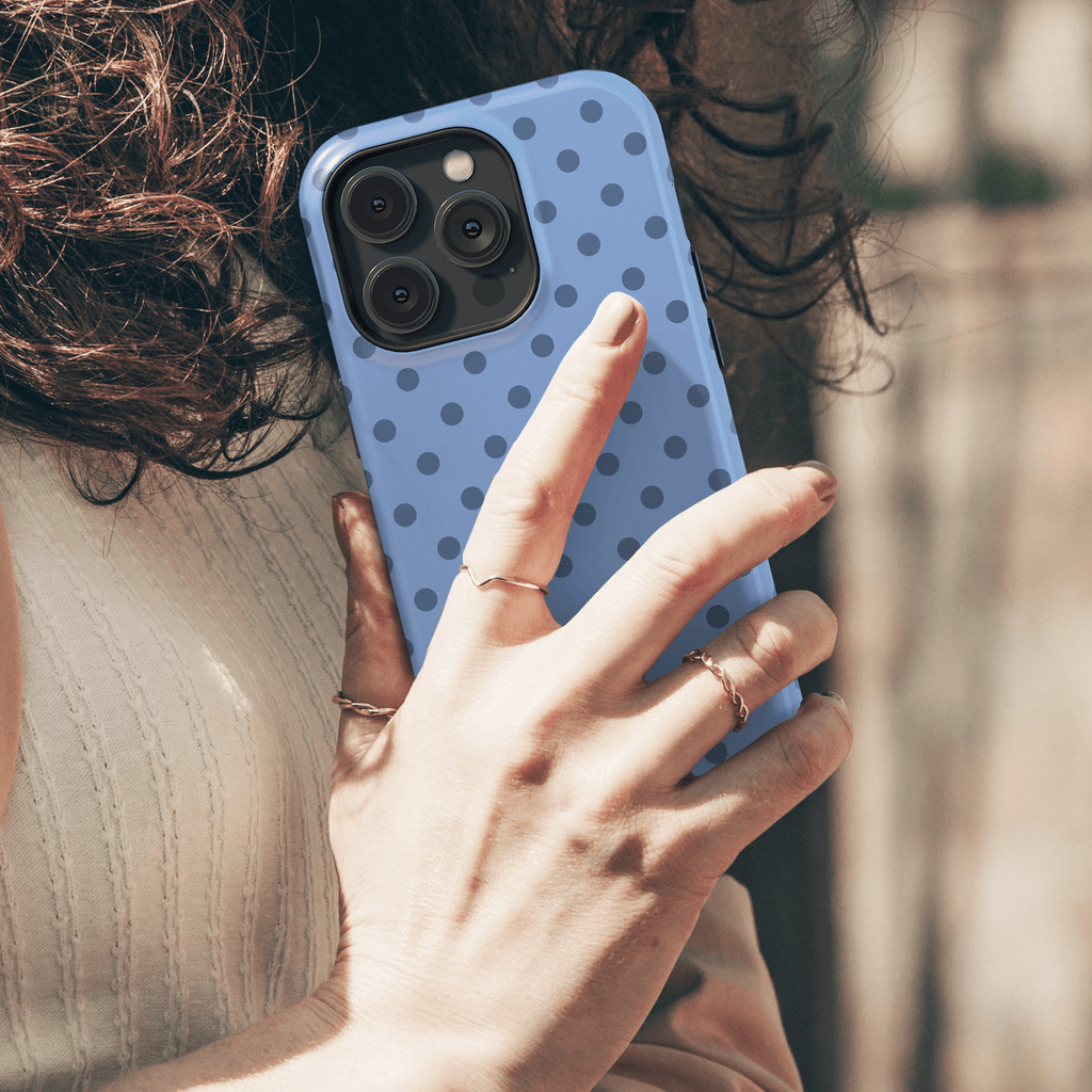 Blue Polka Dot Phone Case - Denim Dots