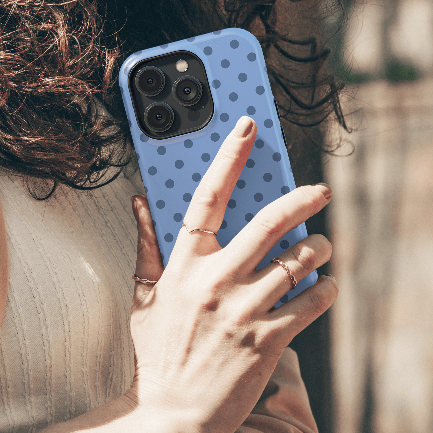 Blue Polka Dot Phone Case - Denim Dots
