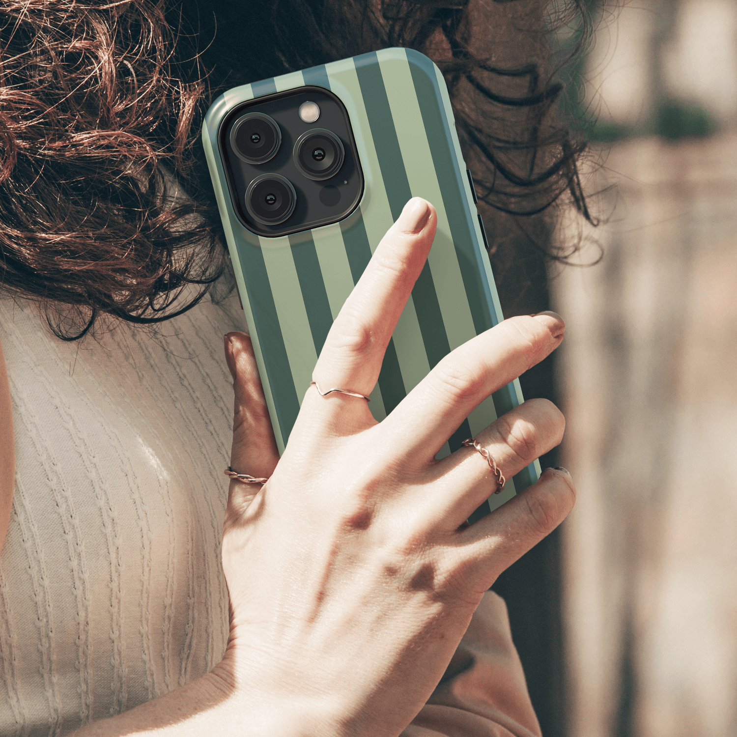 Green Striped Phone Case - Olive Mode