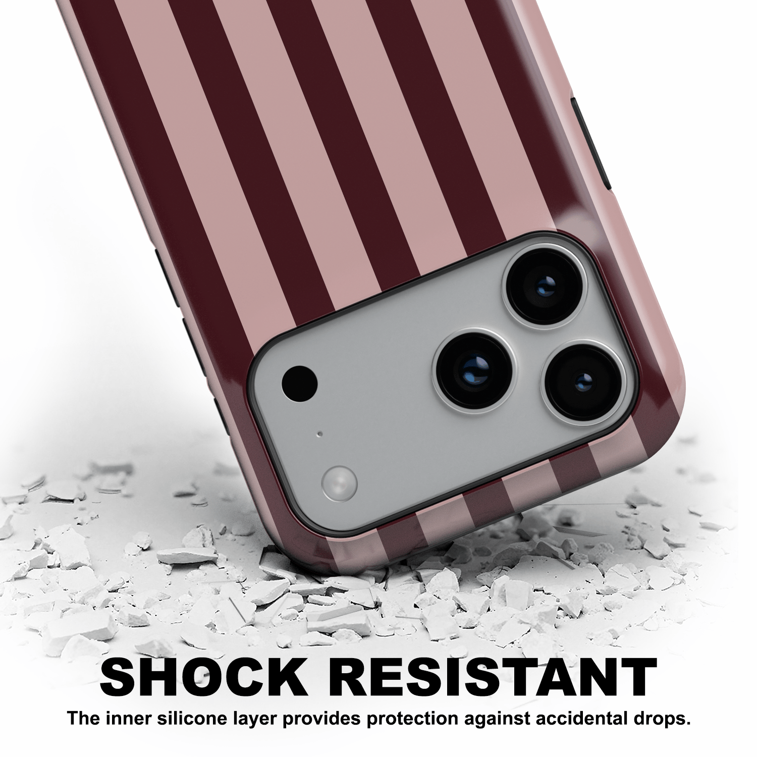 Pink & Burgundy Striped Phone Case - Modern Merlot