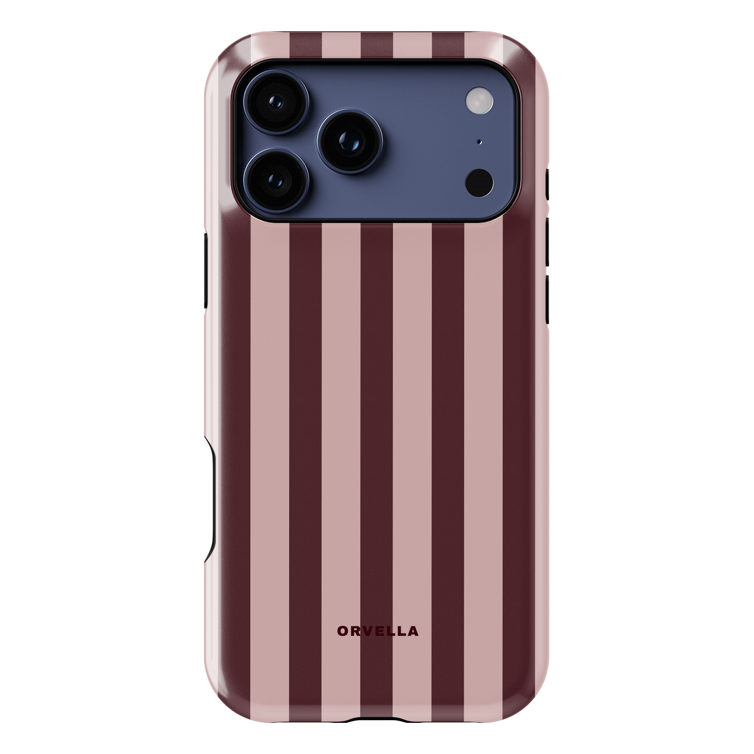 Pink & Burgundy Striped Phone Case - Modern Merlot
