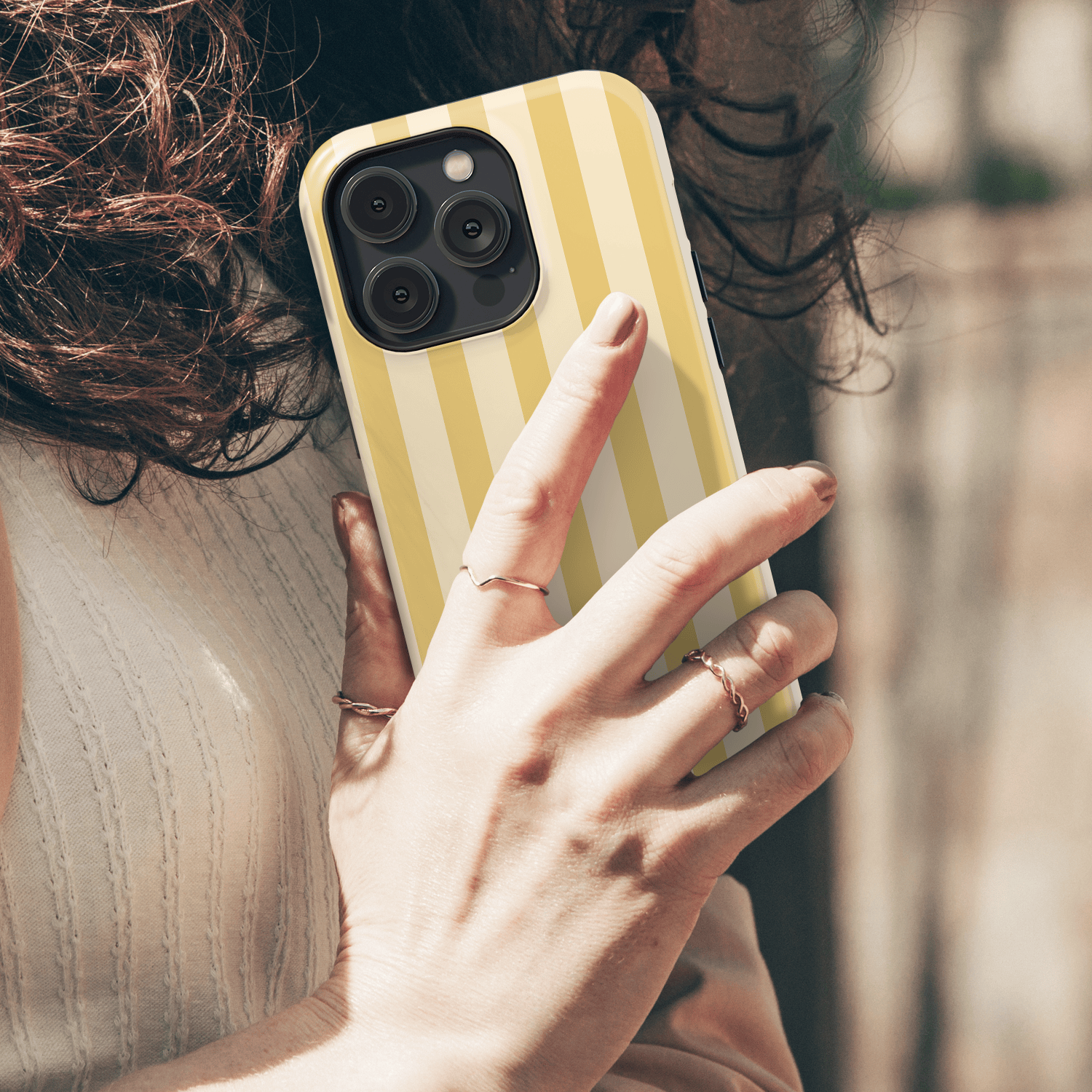 Yellow Striped Phone Case - Custard Cream